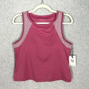 Sincerely Jules Tank Top Women Large Crop Golf Tennis Bra Active Wicking Dry UPF